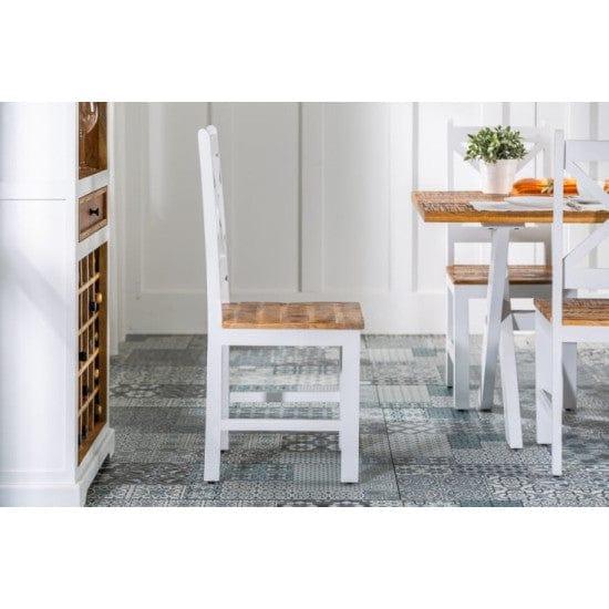 Whitewave Solid Wood Dining Chairs Set of 2 Made of Mango Wood White Rustic Finish (2 Chairs) - Ouch Cart