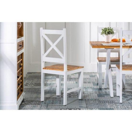 Whitewave Solid Wood Dining Chairs Set of 2 Made of Mango Wood White Rustic Finish (2 Chairs) - Ouch Cart