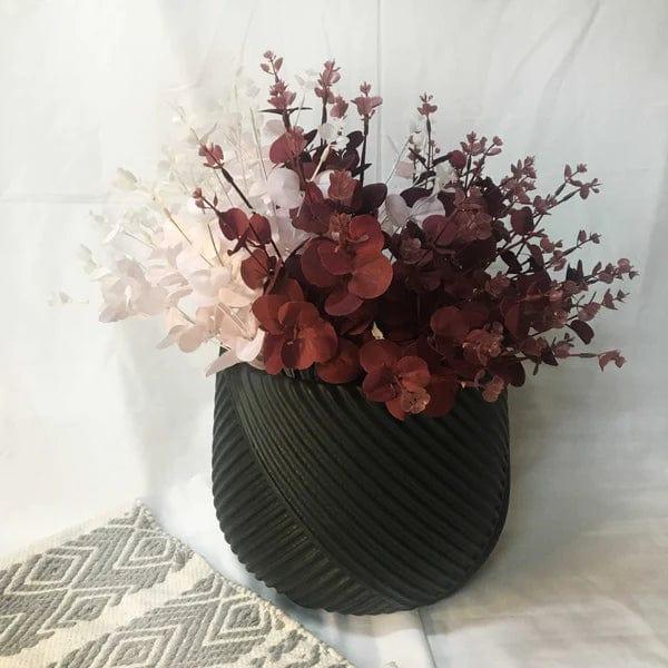 Large Matt Black Rib Design Planter For Indoor Or Outdoor - Ouch Cart