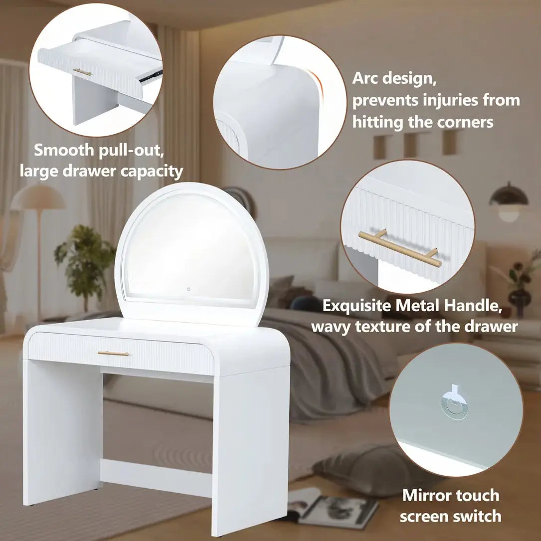 39" Lighted Vanity Table – Touch Screen LED Makeup Desk for Bedroom