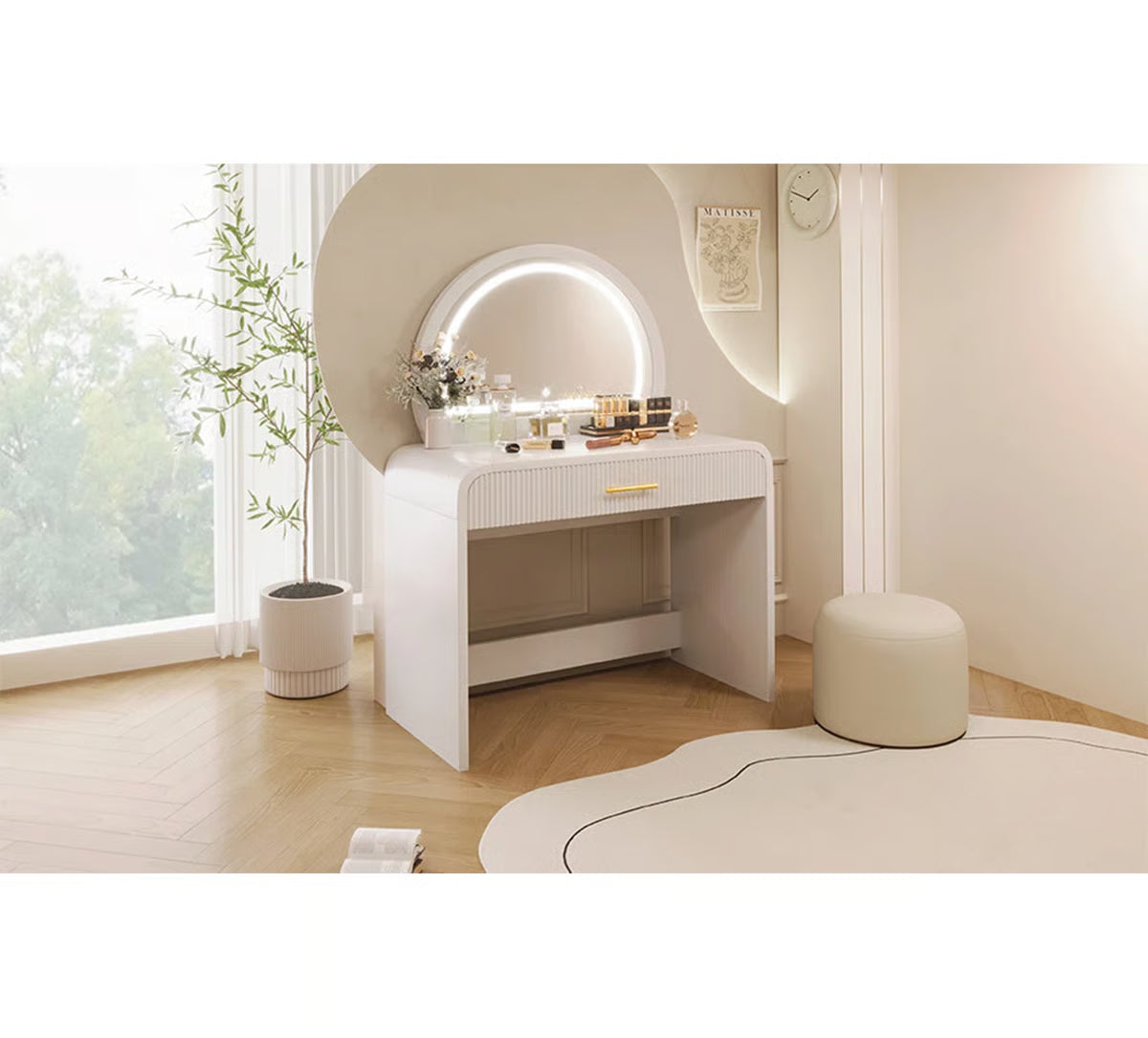39" Lighted Vanity Table – Touch Screen LED Makeup Desk for Bedroom