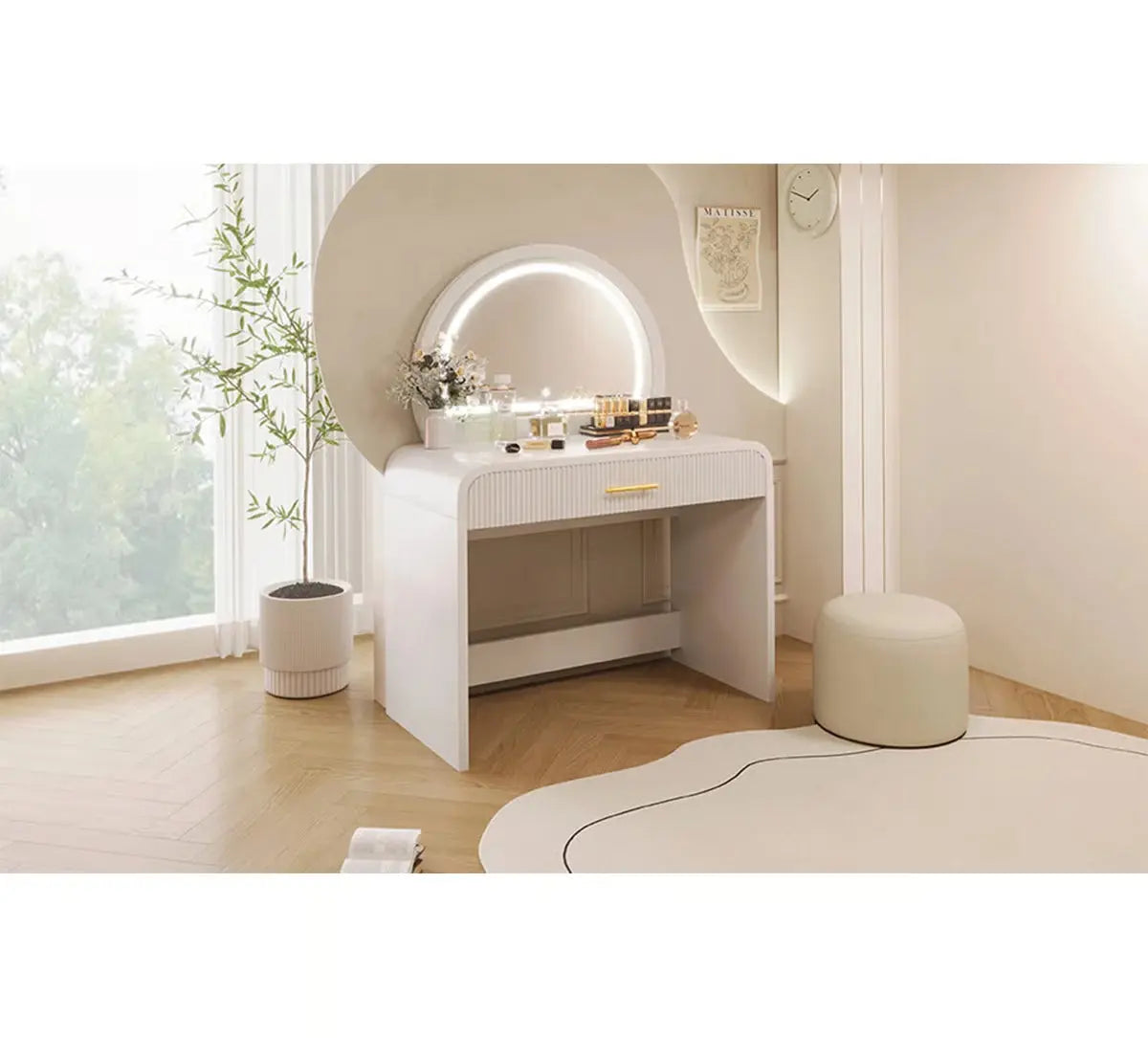 39" Lighted Vanity Table – Touch Screen LED Makeup Desk for Bedroom