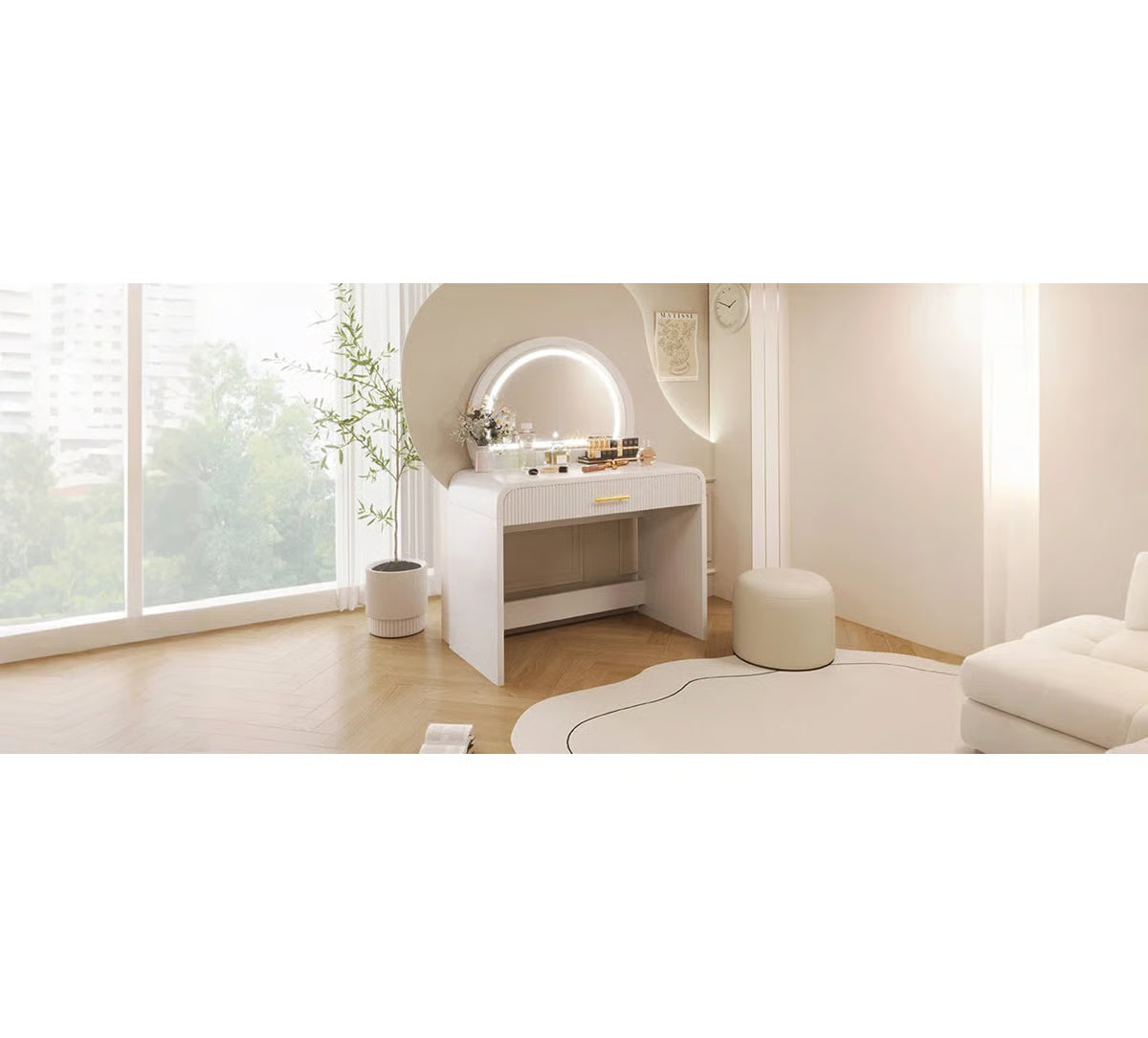 39" Lighted Vanity Table – Touch Screen LED Makeup Desk for Bedroom-OUCH CART |Dressing table