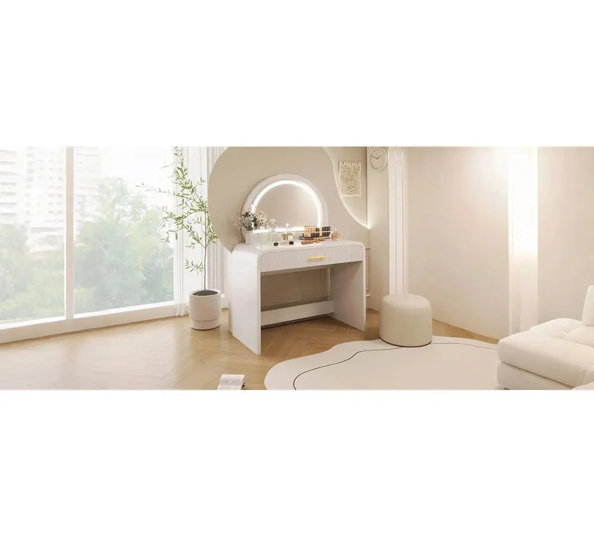 39" Lighted Vanity Table – Touch Screen LED Makeup Desk for Bedroom-OUCH CART |Dressing table