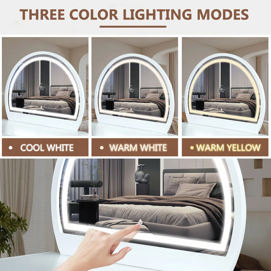 39" Lighted Vanity Table – Touch Screen LED Makeup Desk for Bedroom