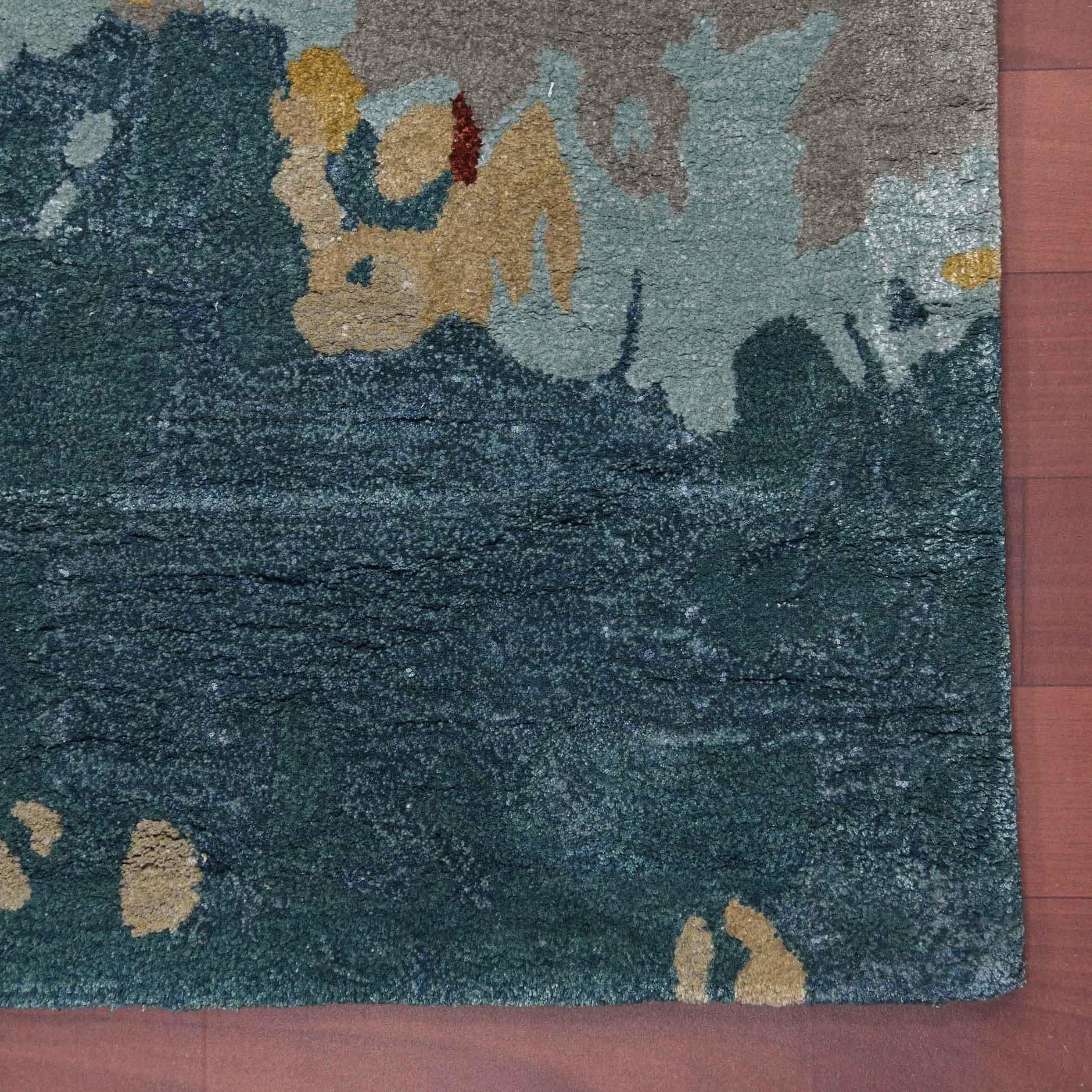 Orange Wool & Viscose Dream Scape 4x6 Feet Hand-Tufted Carpet - Rug - Ouch Cart