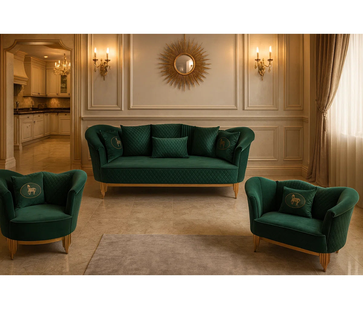 3 - Piece Velvet Living Room Set OUCHCART | LUXURY SOFA SET