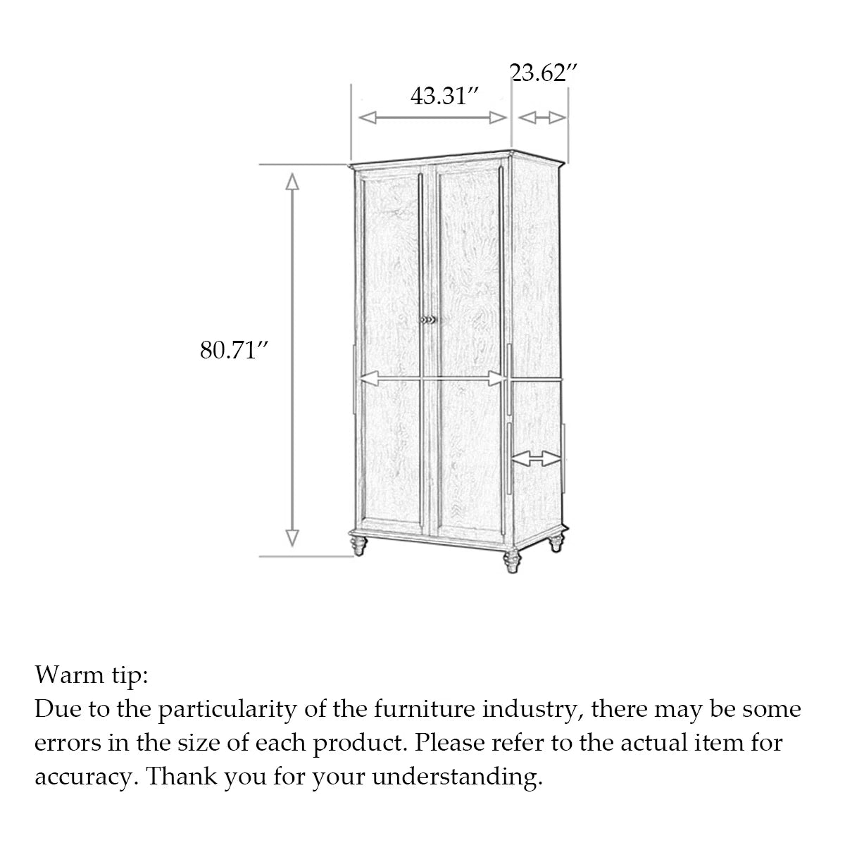 Rubber Wood Wardrobe – American-Style Wooden Closet for Bedroom
