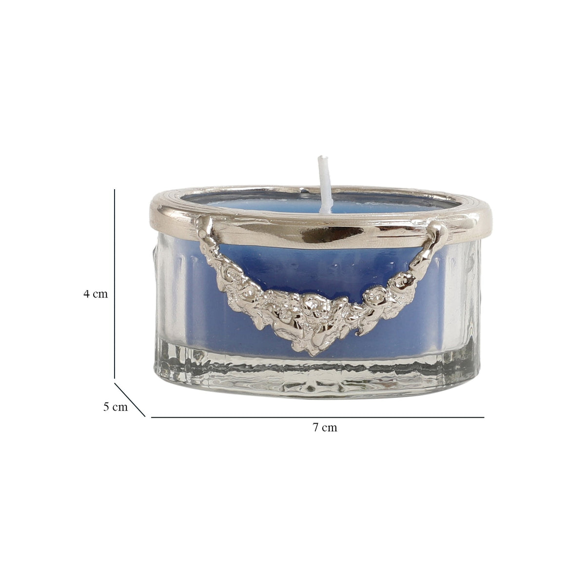 Ocean Breeze Blue Scented Candle Jar With Silver Ring M.M.I. OVERSEAS