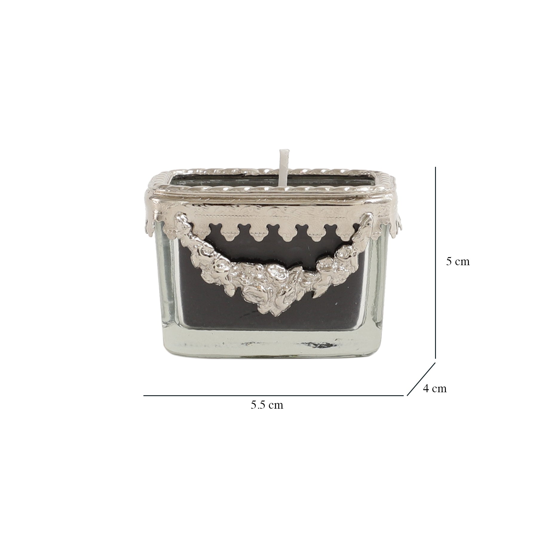 black velvet Scented candle glass jar with Silver Ring M.M.I. OVERSEAS