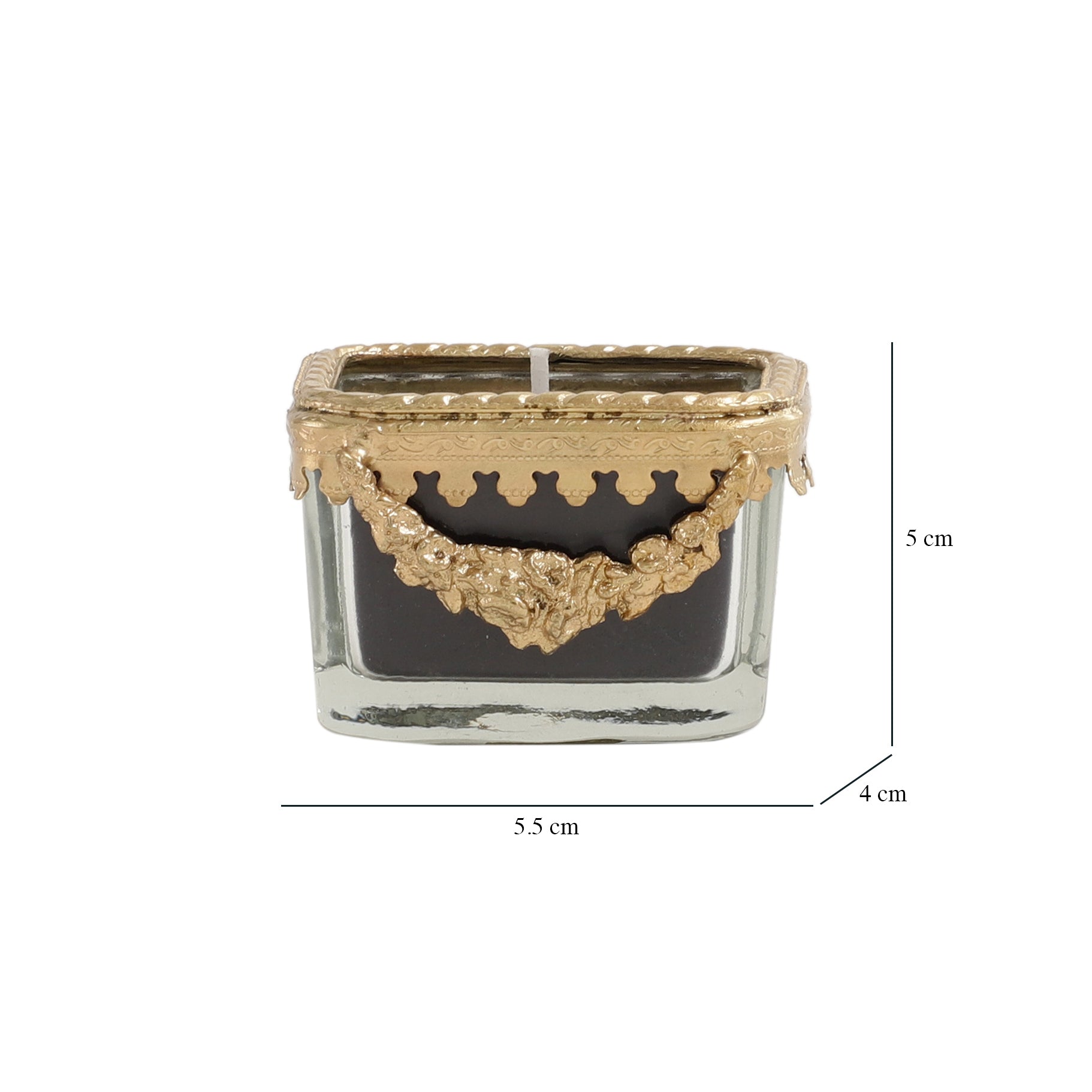 black velvet Scented candle glass jar with Golden Ring M.M.I. OVERSEAS