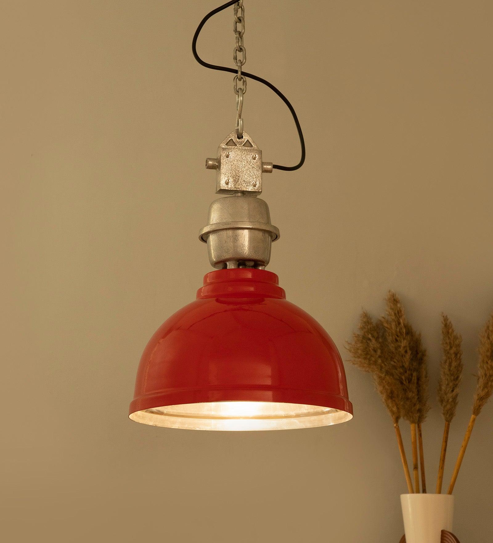 Ceramic Red Industrial Pendant Light - Ouch Cart