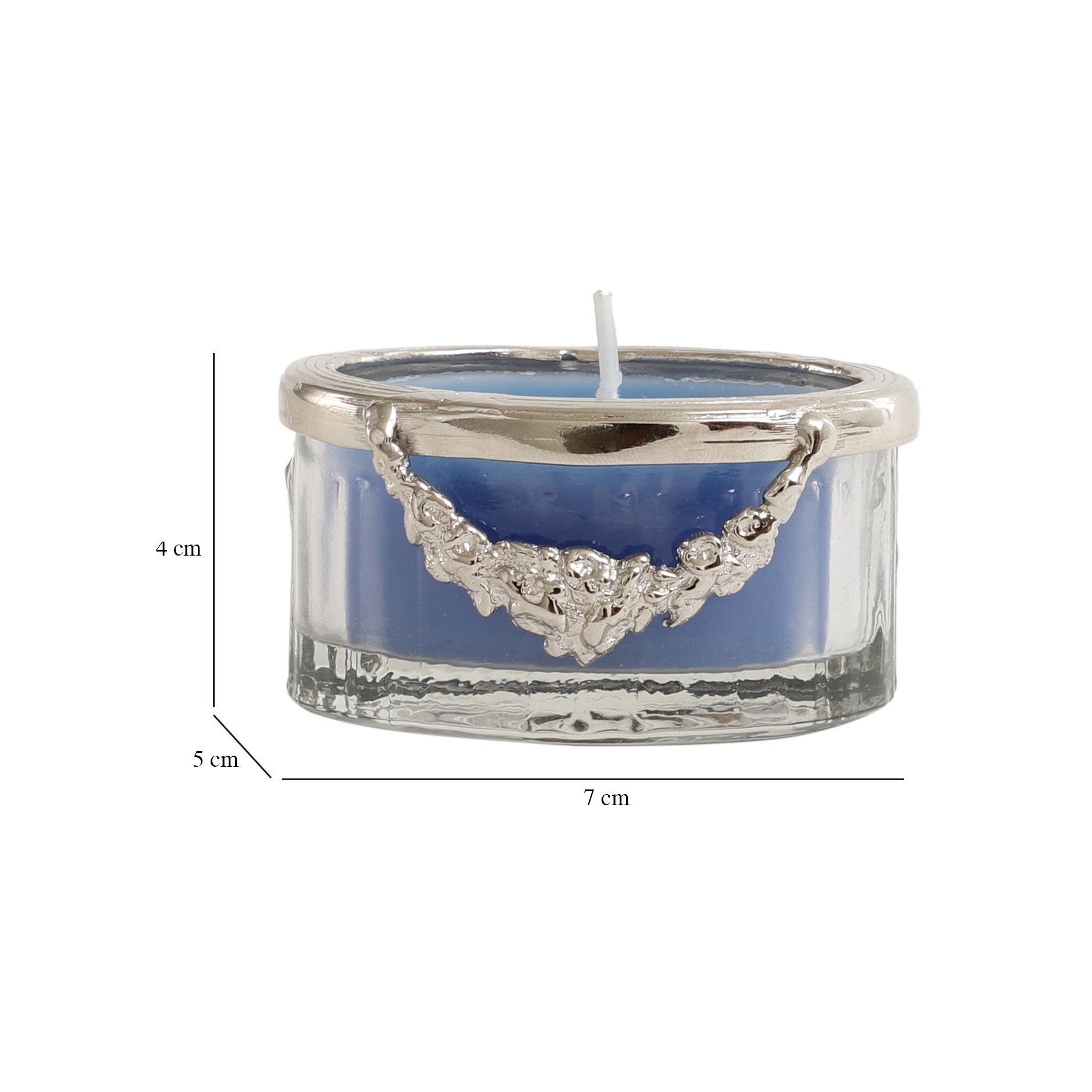 ocean breeze blue Scented candle jar with Silver ring