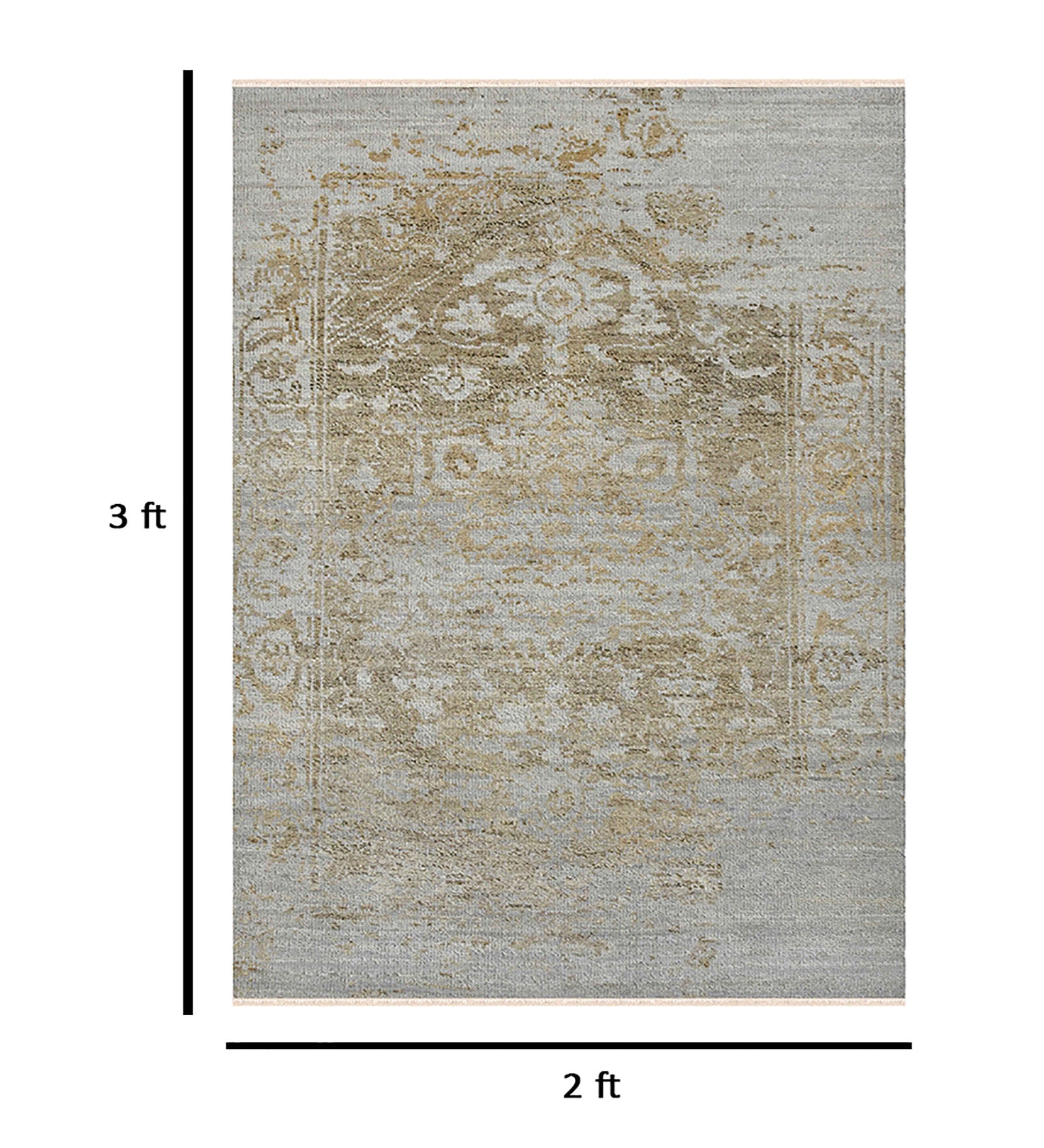 Dazzle Transitional Pattern Hand Knotted Rectangle Anti-Skid Designer Carpet, Prayer Rug For Office Cabins, Small Living Spaces - 2'X3'