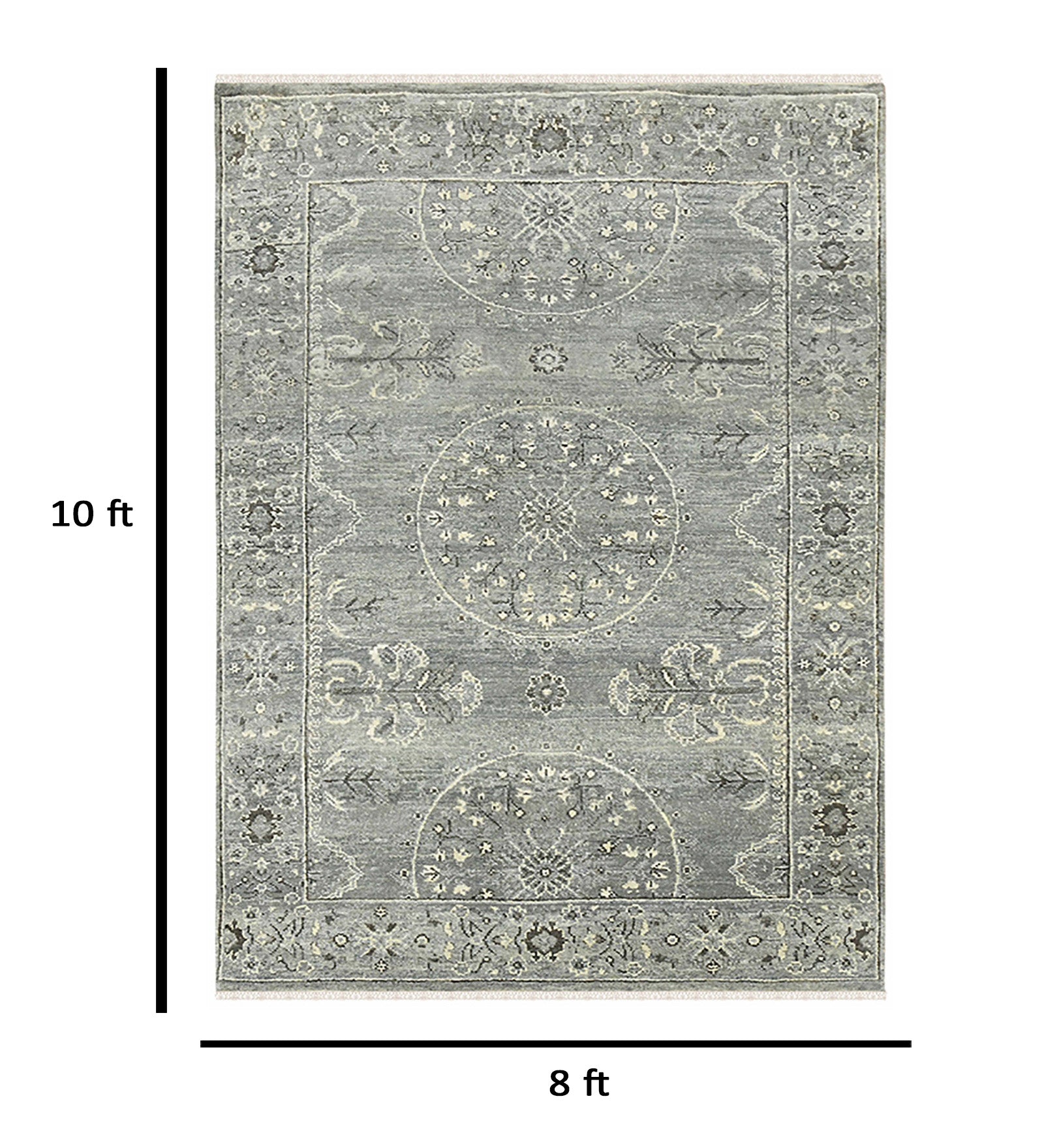 Nuit Arabe Traditional Pattern Hand Knotted Rectangle Anti-Skid Designer Carpet, Area Rug For Bed Room, Living Room - 8'X10'