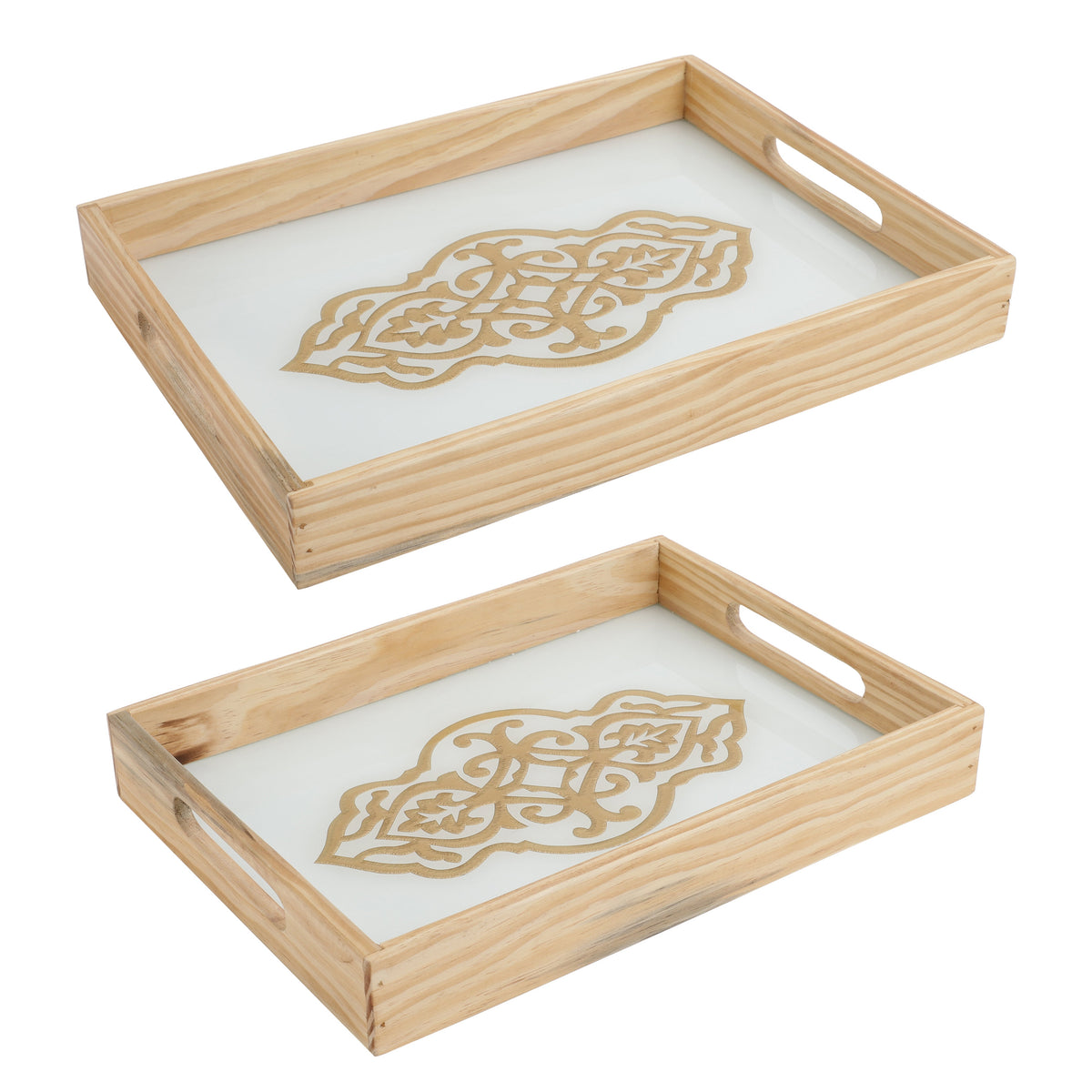 Zamora White Embossed Glass Tray M.M.I. OVERSEAS