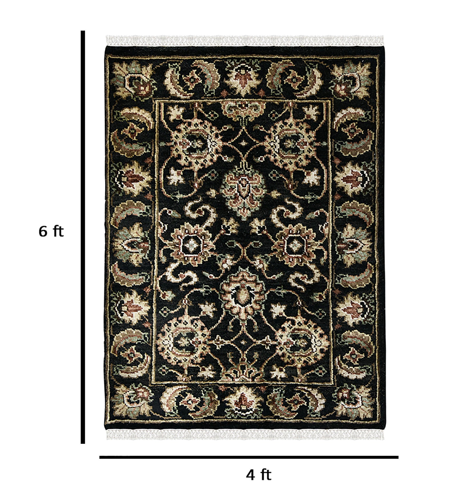 Luxor Classic Pattern Hand Knotted Rectangle Anti-Skid Designer Carpet, Prayer Rug For Office Cabins, Small Living Spaces - 4'X6'