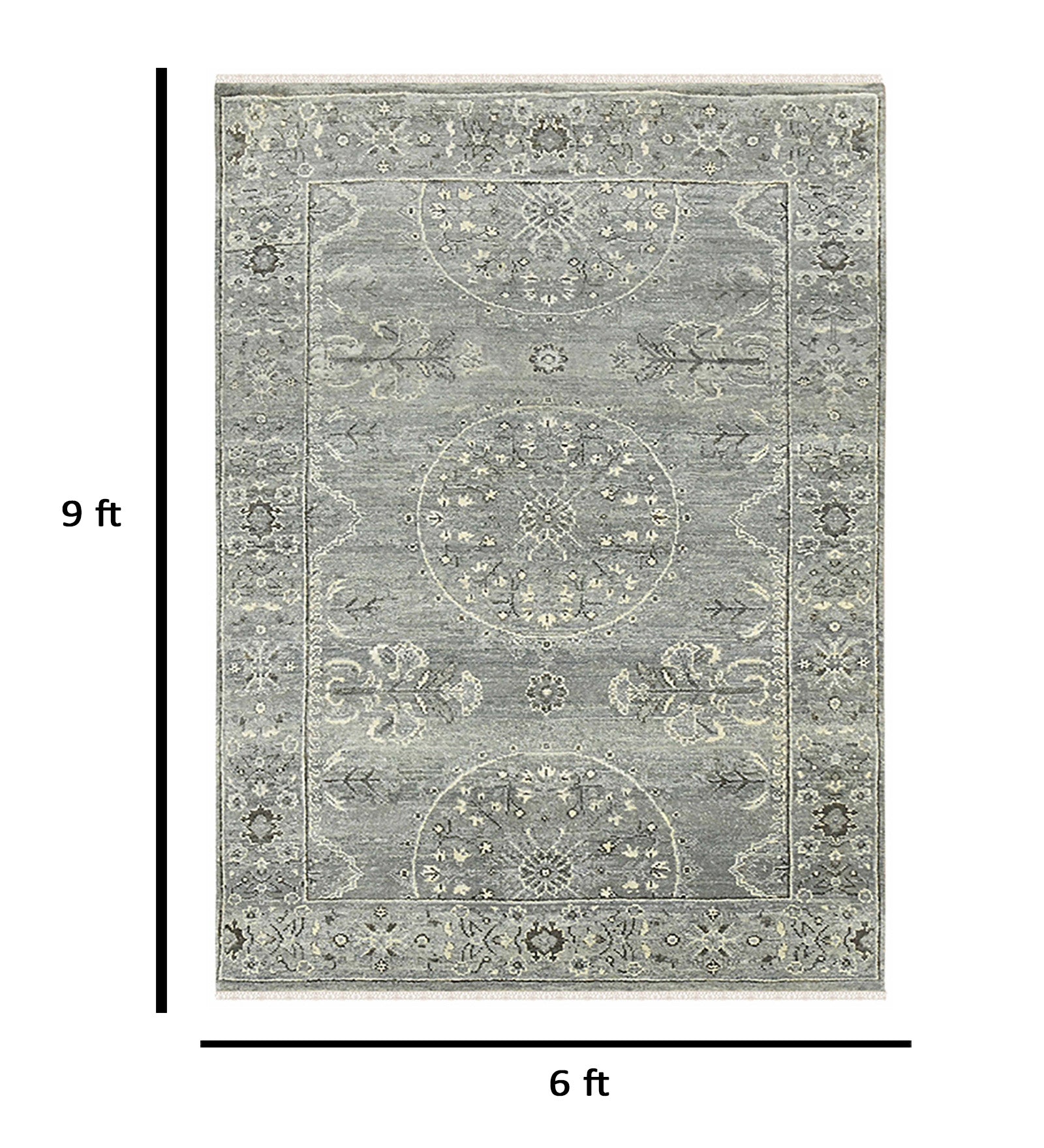 Nuit Arabe Traditional Pattern Hand Knotted Rectangle Anti-Skid Designer Carpet, Area Rug For Bed Room, Living Room - 6'x9'