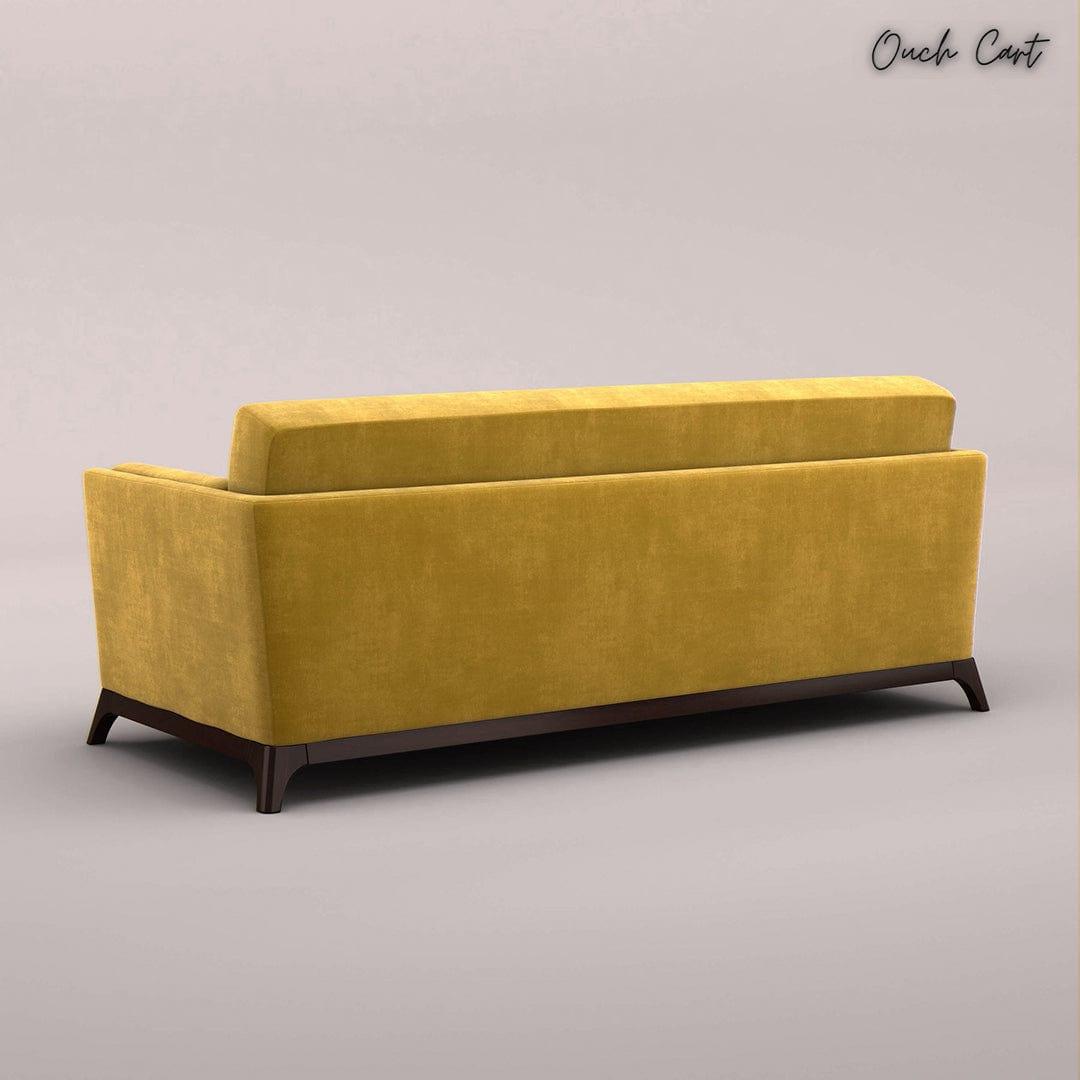 BRUNO 3 SEATER SOFA (VELVET, MUSTARD YELLOW) - Ouch Cart