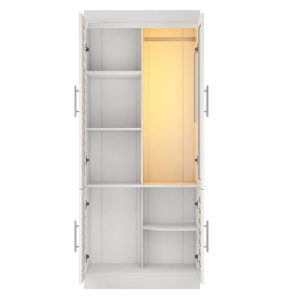 Spacious 75.6'' H Armoire – 3 Woven Doors Wardrobe with Mirror & Sensor Light