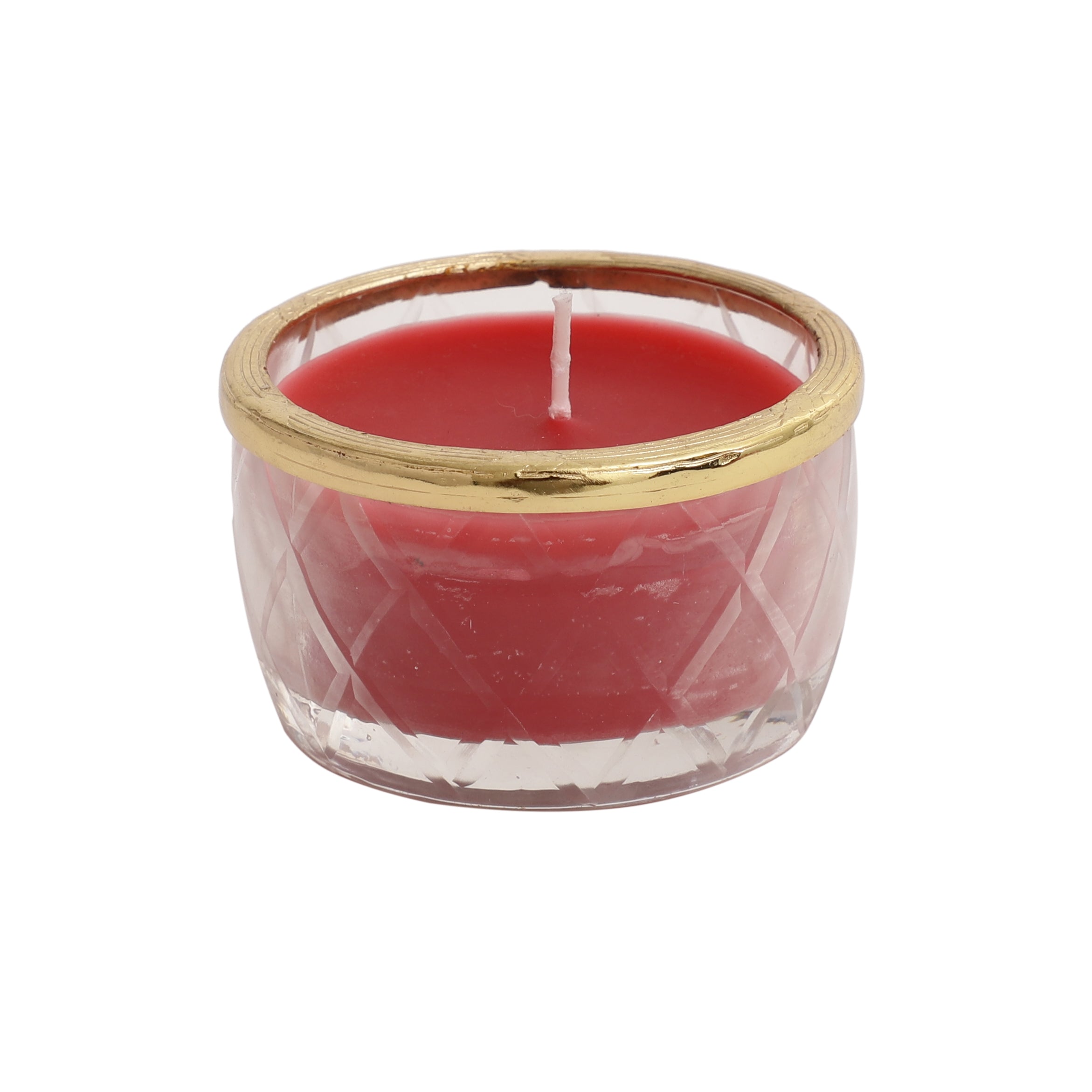 cherry blossom red scented candle jar with Golden ring M.M.I. OVERSEAS