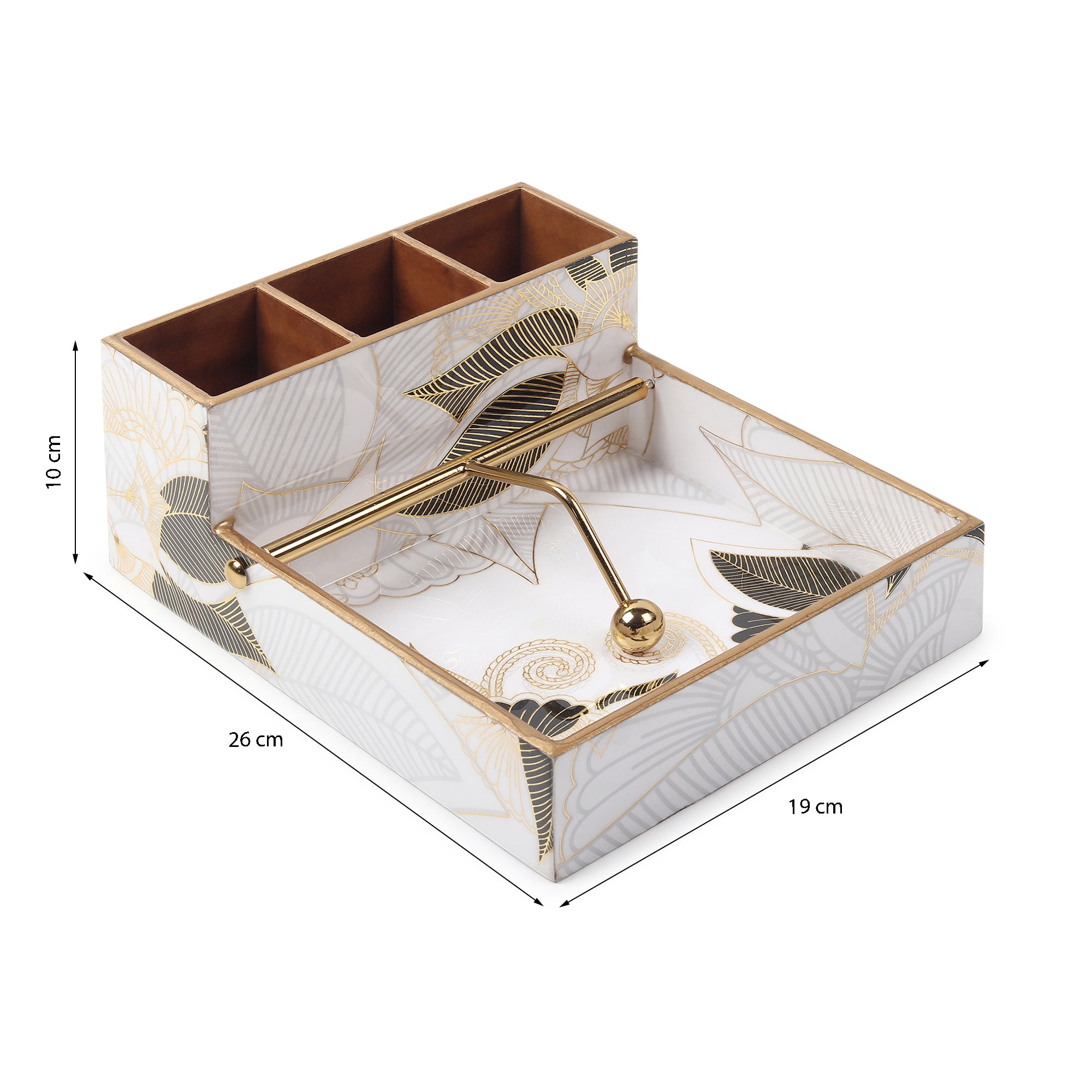 Ivory Noir Bloom Cutlery and Tissue Holder