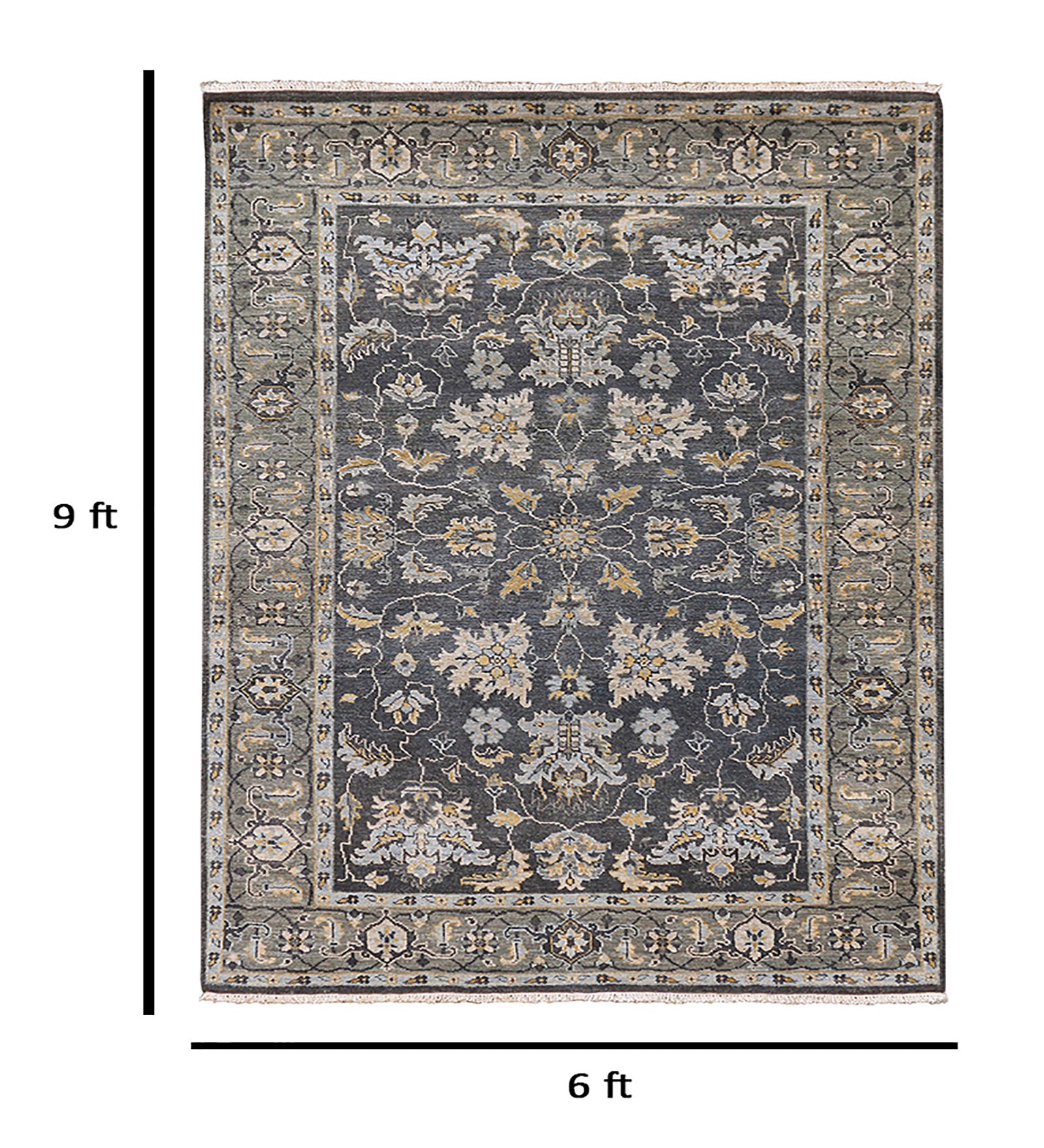 Heritage Traditional Pattern Hand Knotted Rectangle Anti-Skid Designer Carpet, Area Rug For Bed Room, Living Room - 6'x9'