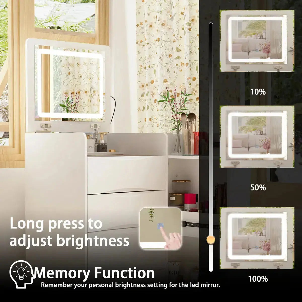 Space-Saving 3-in-1 Vanity Table – Flip Top Mirror and Side Cabinet Organizer OUCH CART
