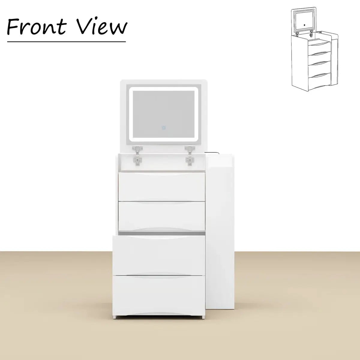 Space-Saving 3-in-1 Vanity Table – Flip Top Mirror and Side Cabinet Organizer