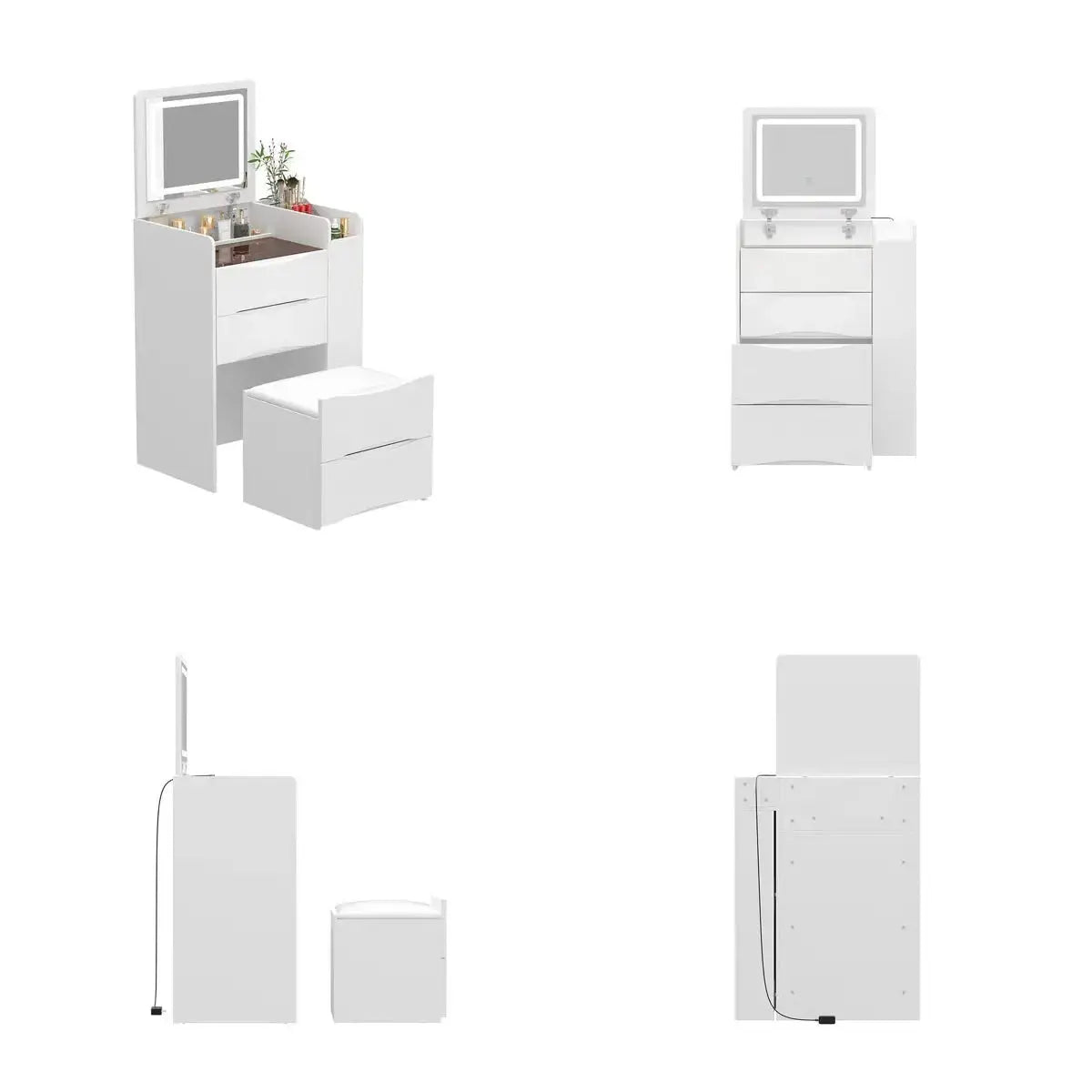 Space-Saving 3-in-1 Vanity Table – Flip Top Mirror and Side Cabinet Organizer OUCH CART