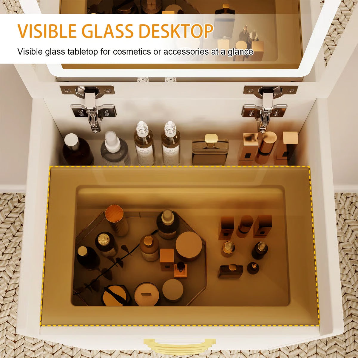 3-in-1 Vanity Table with Open Top Mirror – Makeup Desk for Bedroom