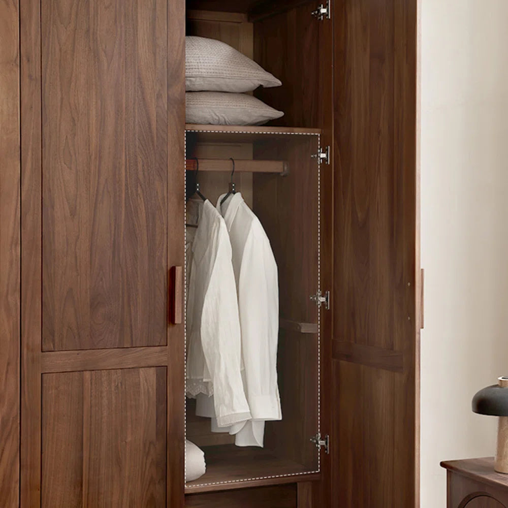 Minimalist Chinese-Style Bedroom Wardrobe – Retro Wooden Storage Cabinet