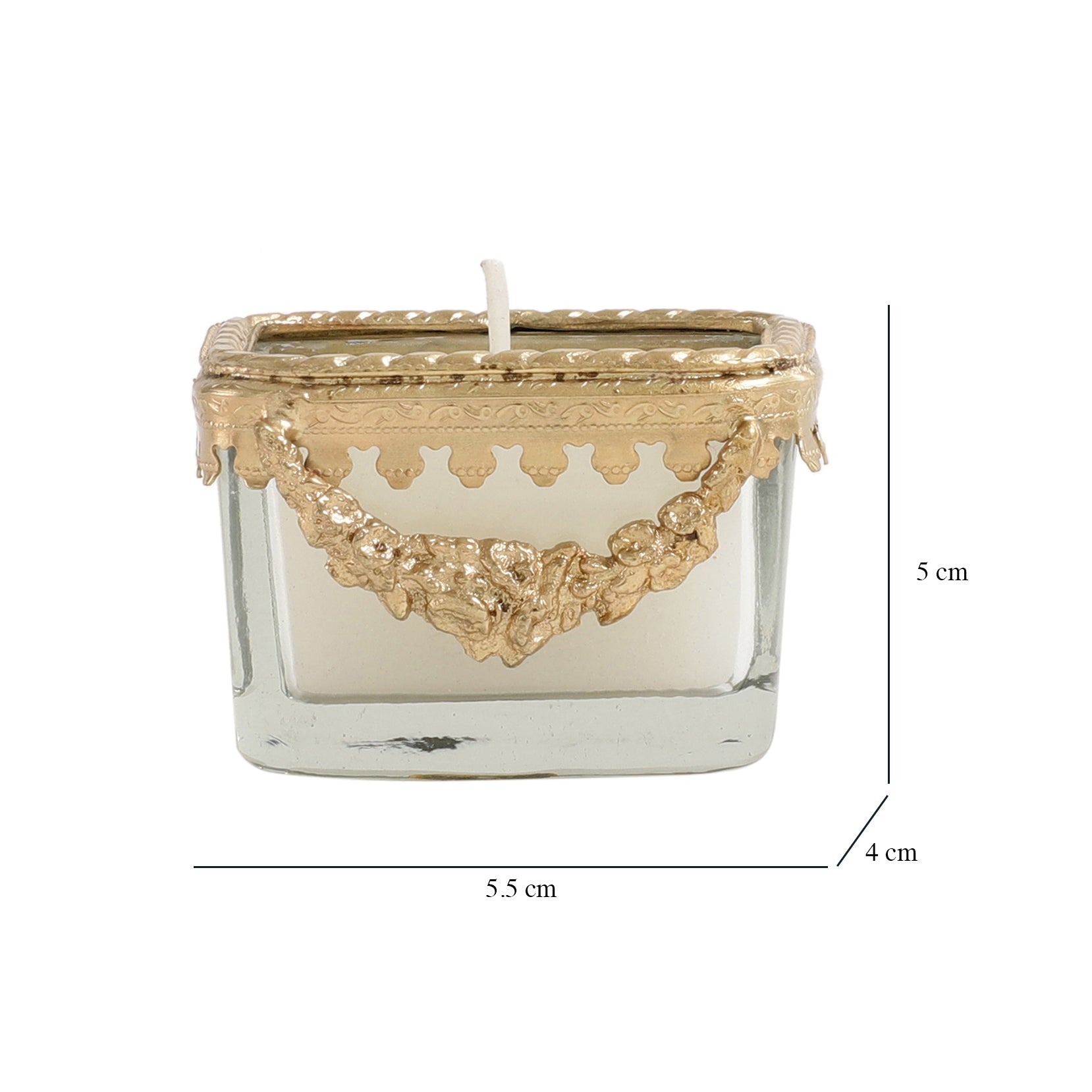 Snowy Whisper White Scented Candle Glass Jar With Golden Ring M.M.I. OVERSEAS