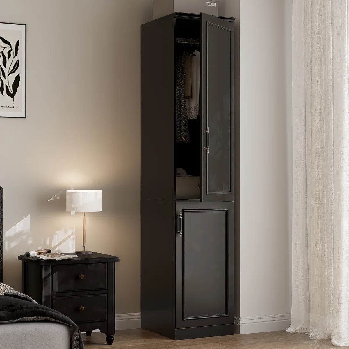 White Freestanding 2-Door Armoire Wardrobe Closet 74.8 Inch Large Storage Solution