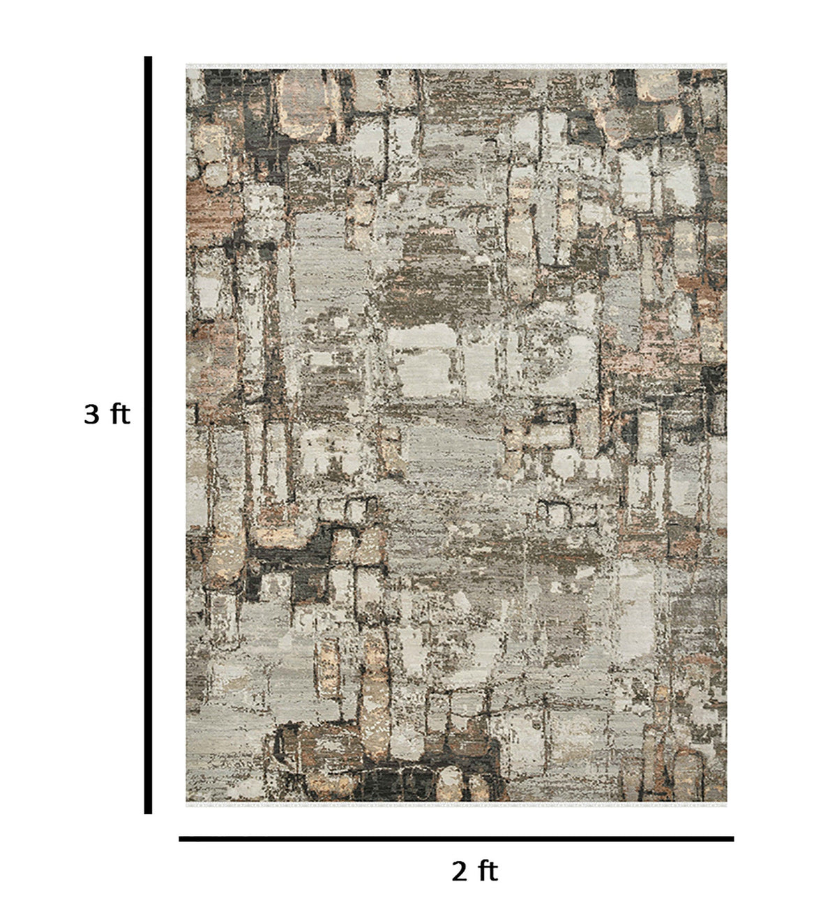 Ensemble Modern Pattern Hand Knotted Rectangle Anti-Skid Designer Carpet, Prayer Rug For Office Cabins, Small Living Spaces - 2'x3' Saraswati Global