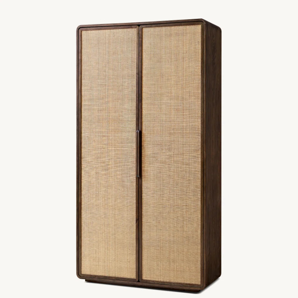 Simple American-Style Wardrobe – Retro Solid Wood Bedroom Armoire