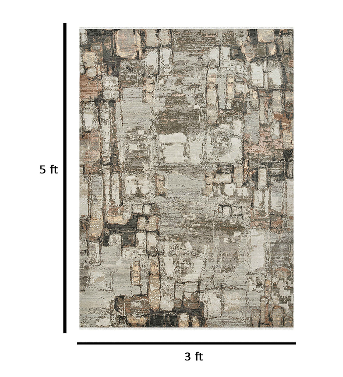 Ensemble Modern Pattern Hand Knotted Rectangle Anti-Skid Designer Carpet, Prayer Rug For Office Cabins, Small Living Spaces - 3'x5' Saraswati Global