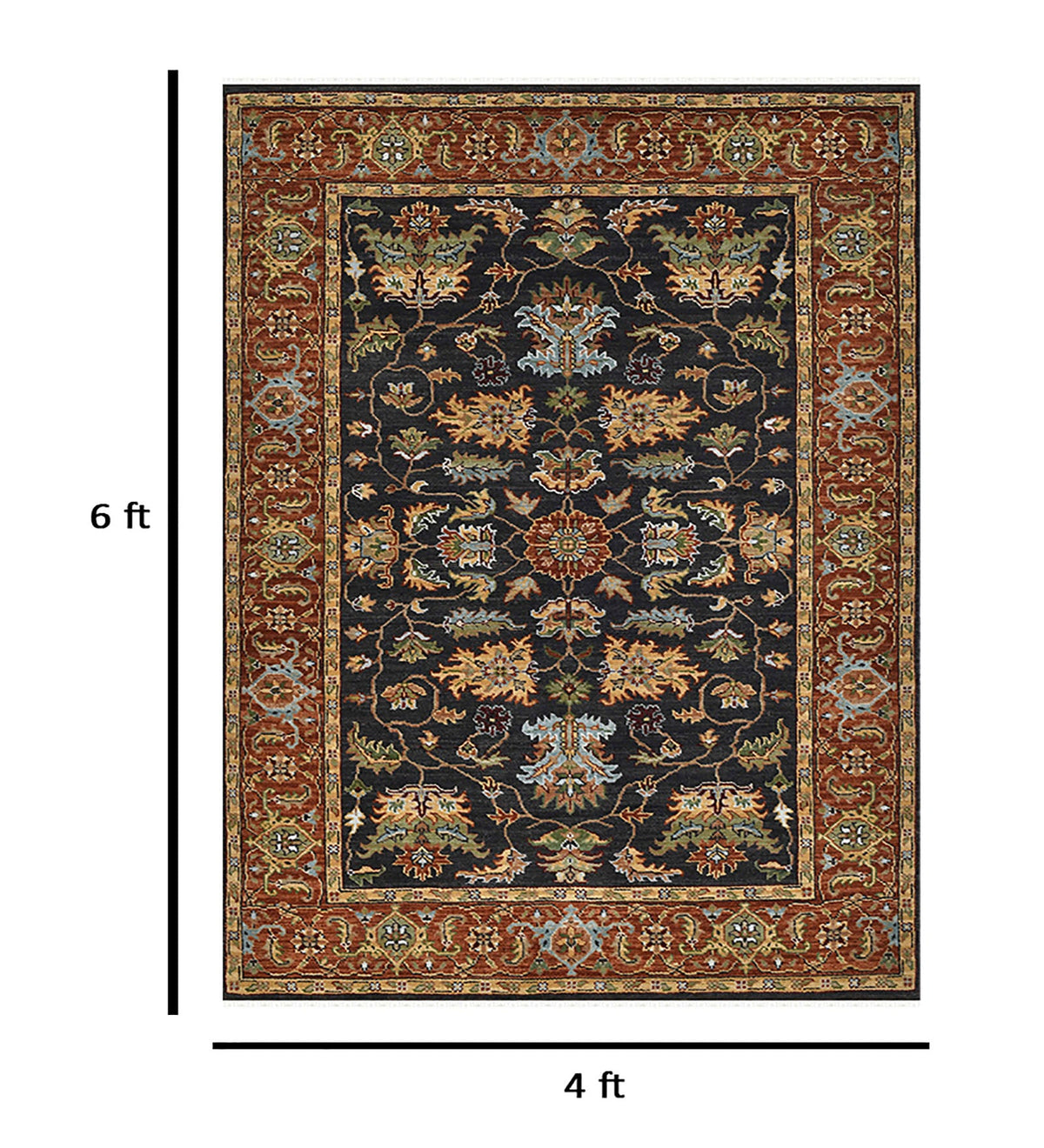 Creneau Traditional Pattern Hand Knotted Rectangle Anti-Skid Designer Carpet, Prayer Rug For Office Cabins, Small Living Spaces - 4'x6' Saraswati Global