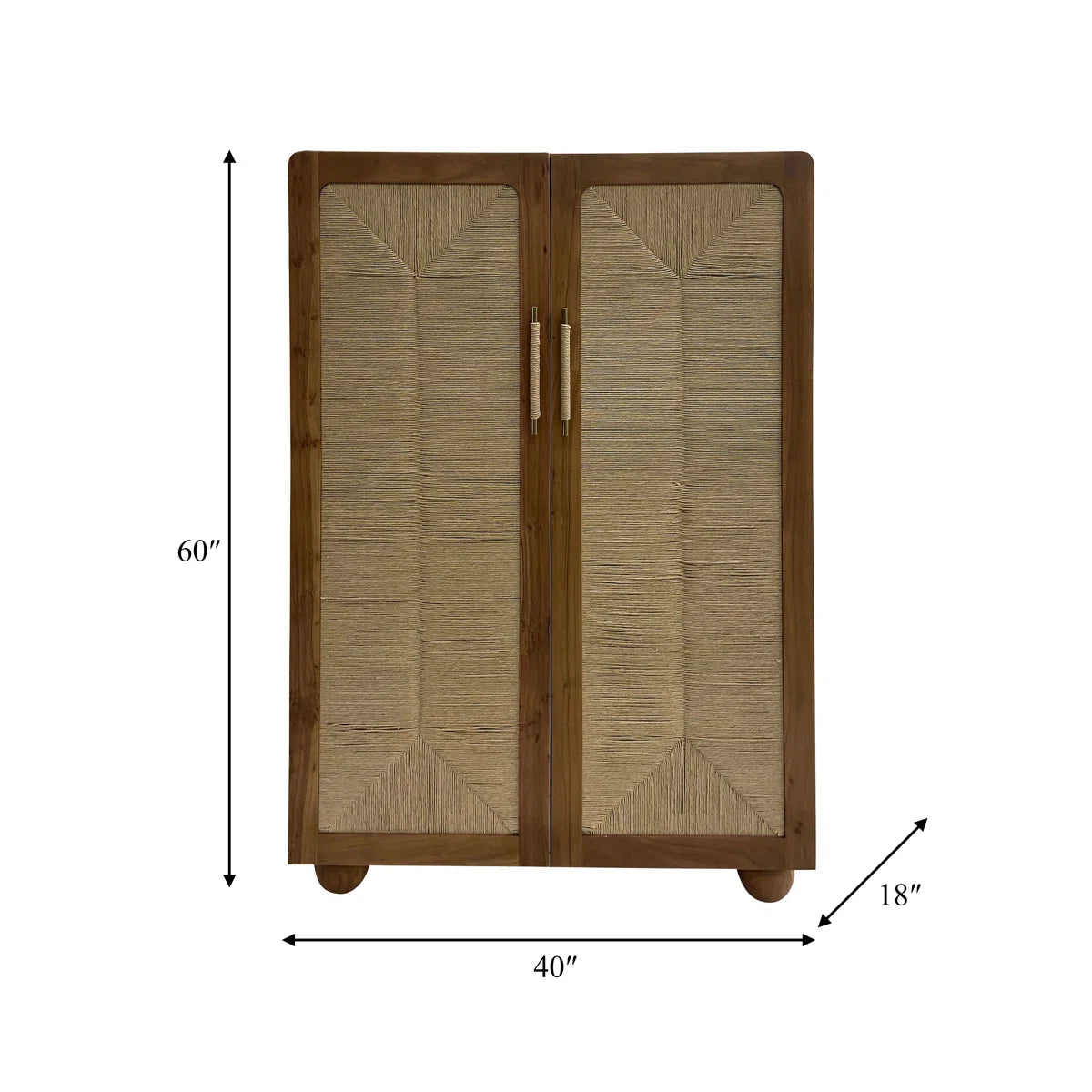 60" Brown Acacia Wood Armoire – Modern Bedroom Wardrobe, Rectangular Design