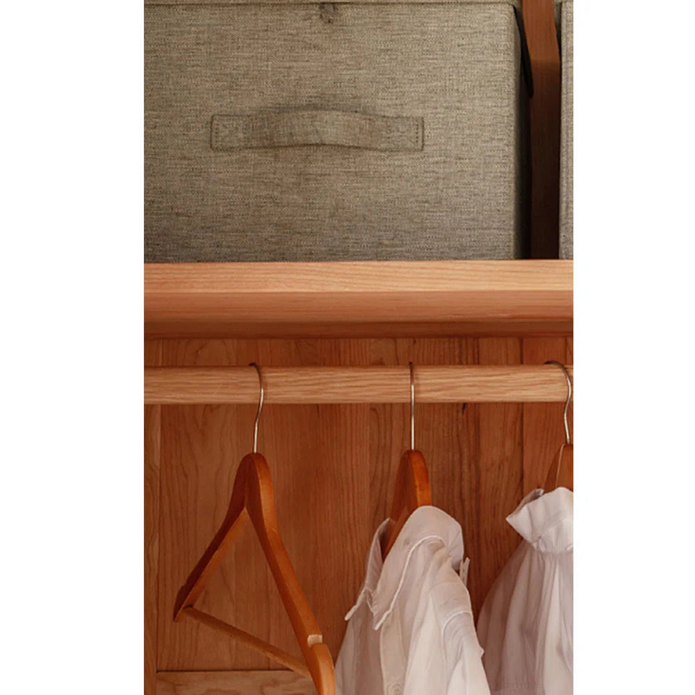 Elegant Chinese-Style Wardrobe – Retro Wooden Bedroom Storage Cabinet