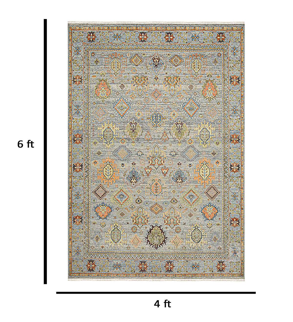 Mahal Traditional Pattern Hand Knotted Rectangle Anti-Skid Designer Carpet, Prayer Rug For Office Cabins, Small Living Spaces - 4'x6' Saraswati Global