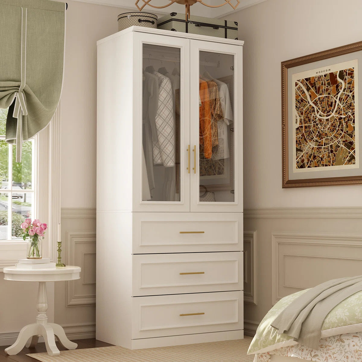 Durable Armoire Spacious Modern Bedroom Wardrobe OUCH CART
