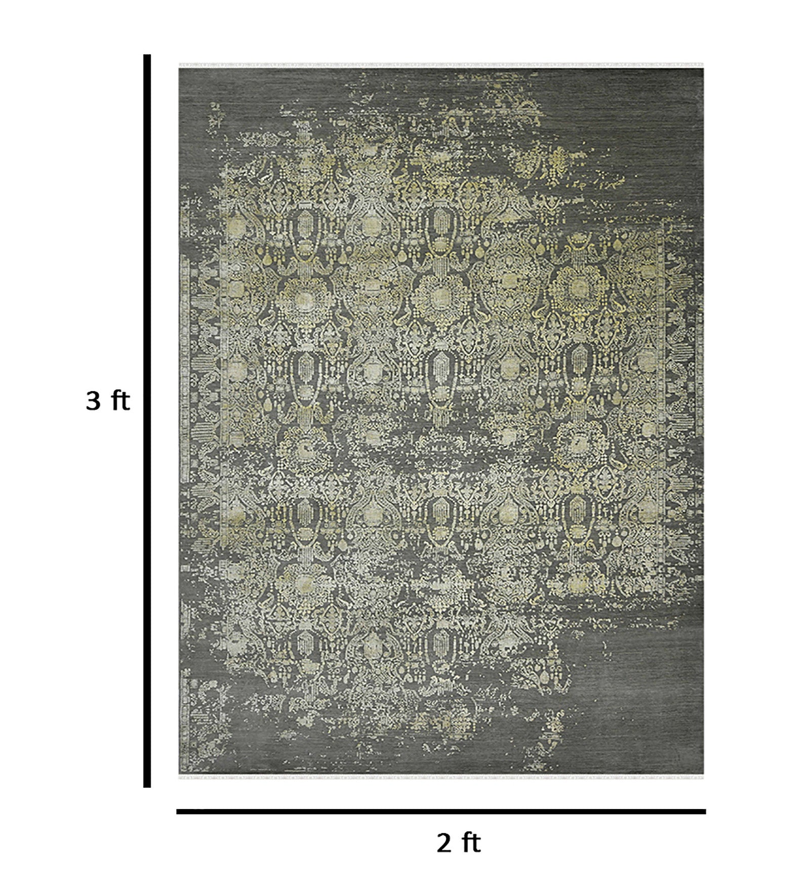 Pearl Transitional Pattern Hand Knotted Rectangle Anti-Skid Designer Carpet, Prayer Rug For Office Cabins, Small Living Spaces - 2'X3'