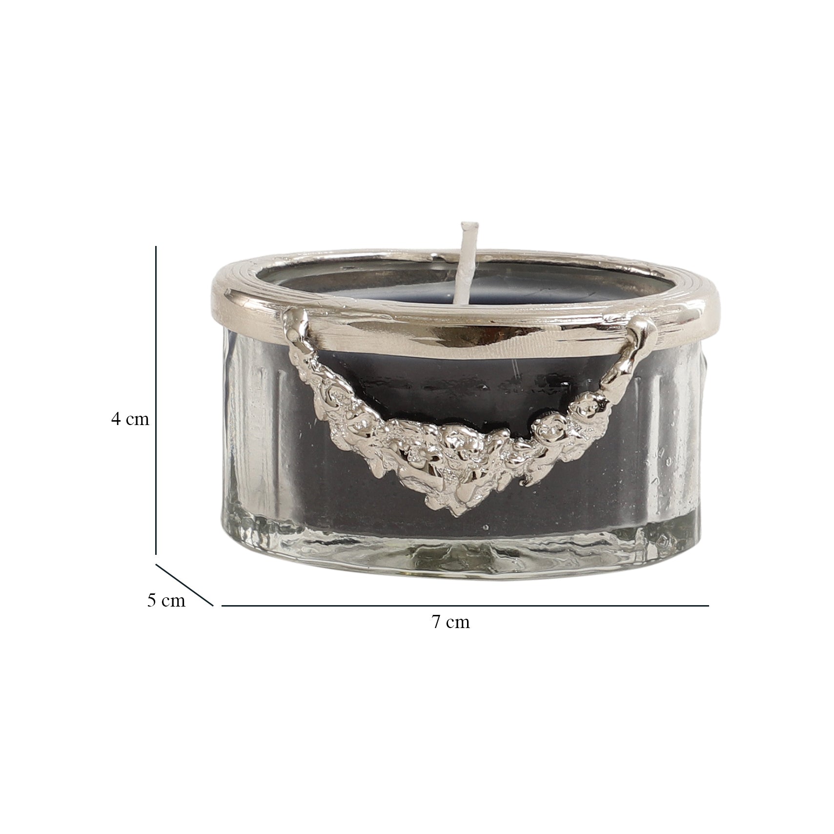 Black Velvet Scented Candle Jar With Silver Ring M.M.I. OVERSEAS