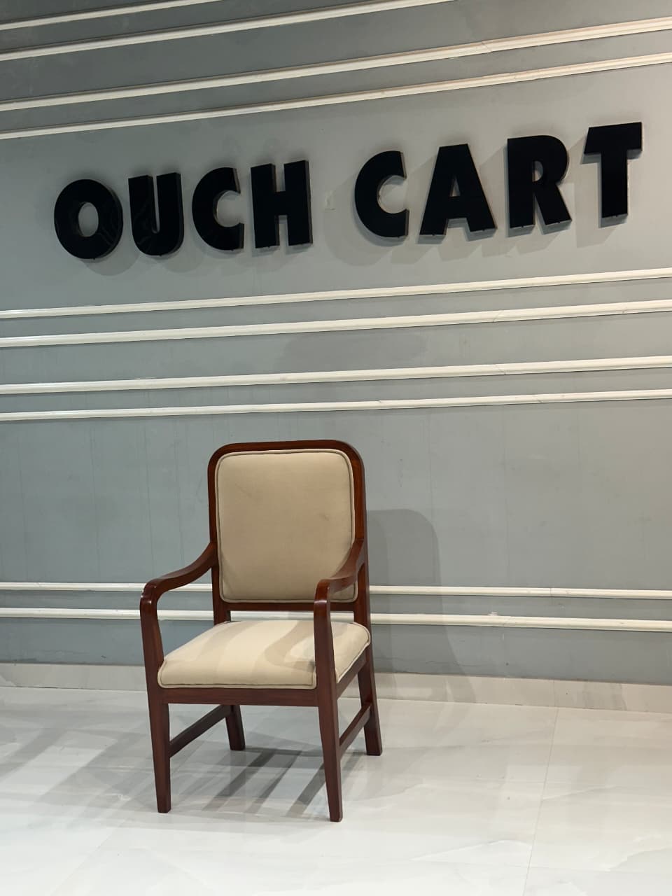 Premium Royal-Style Solid Wood Chair with Handcrafted Armrest Detailing – Standard Brown OUCH CART
