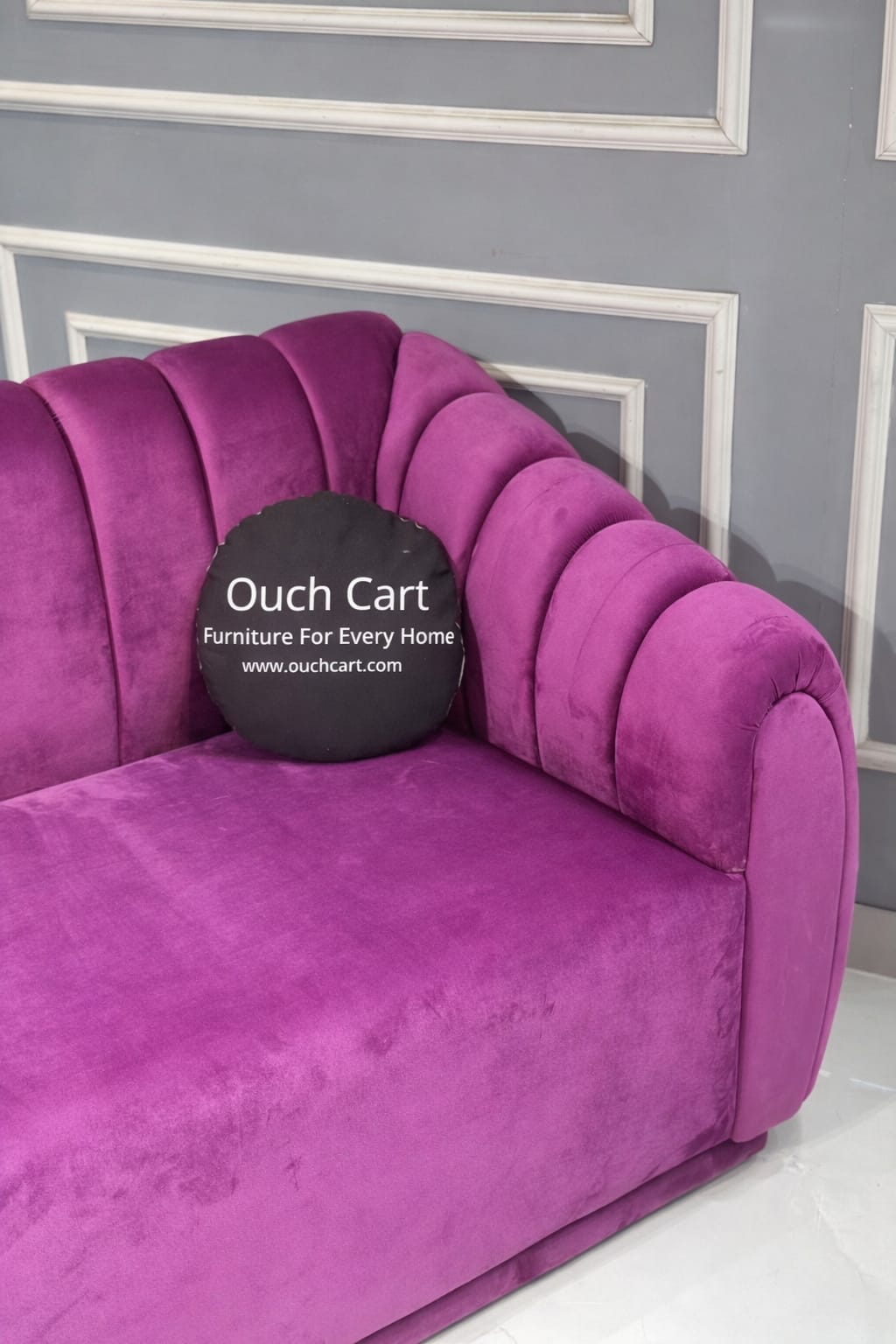 Modern Velvet Upholstered Sofa with Round Arms – Stylish Contemporary Living Room Couch