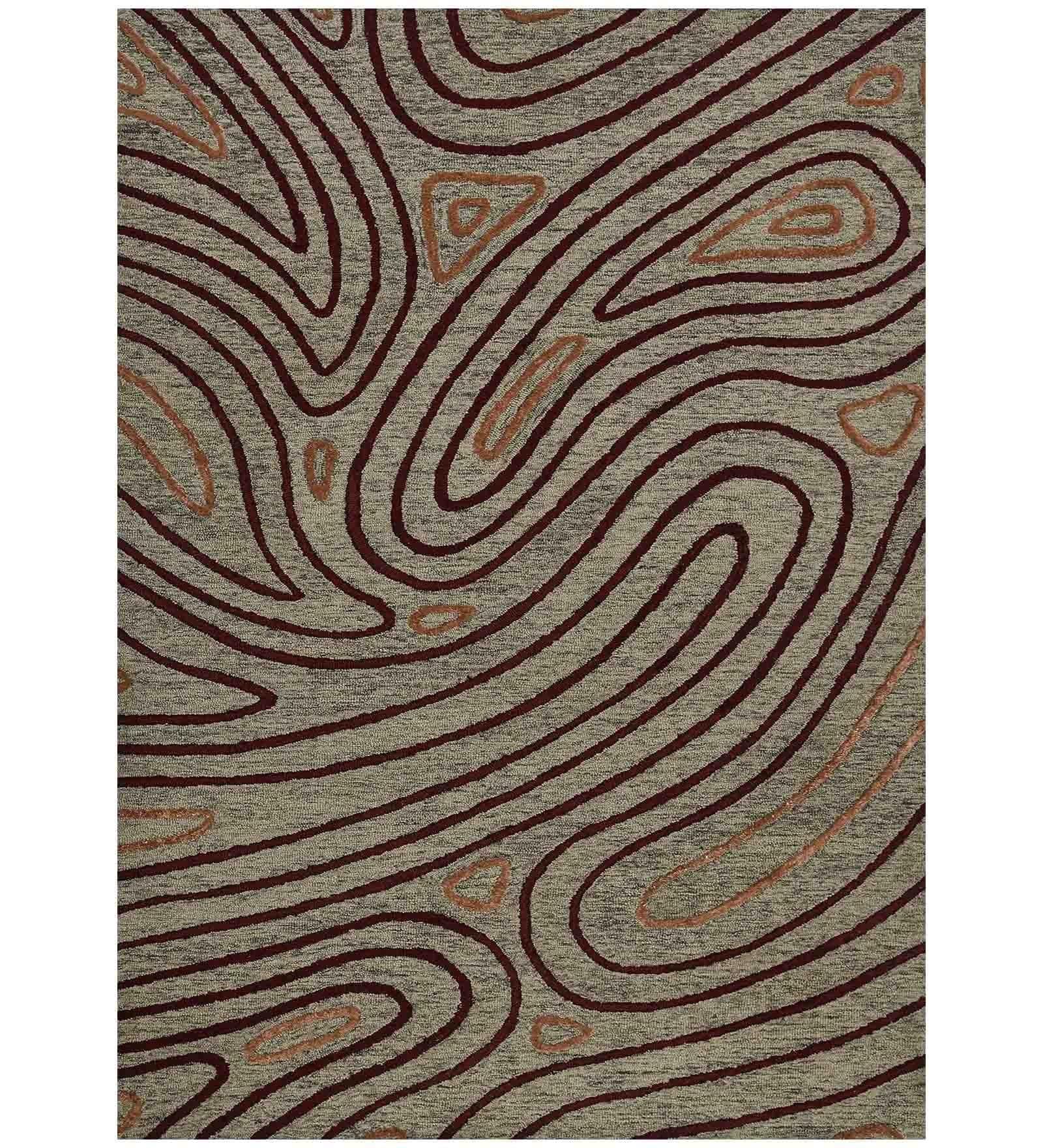 KHAKI Wool & Viscose Canyan 4x6 Feet Hand-Tufted Carpet - Rug - Ouch Cart