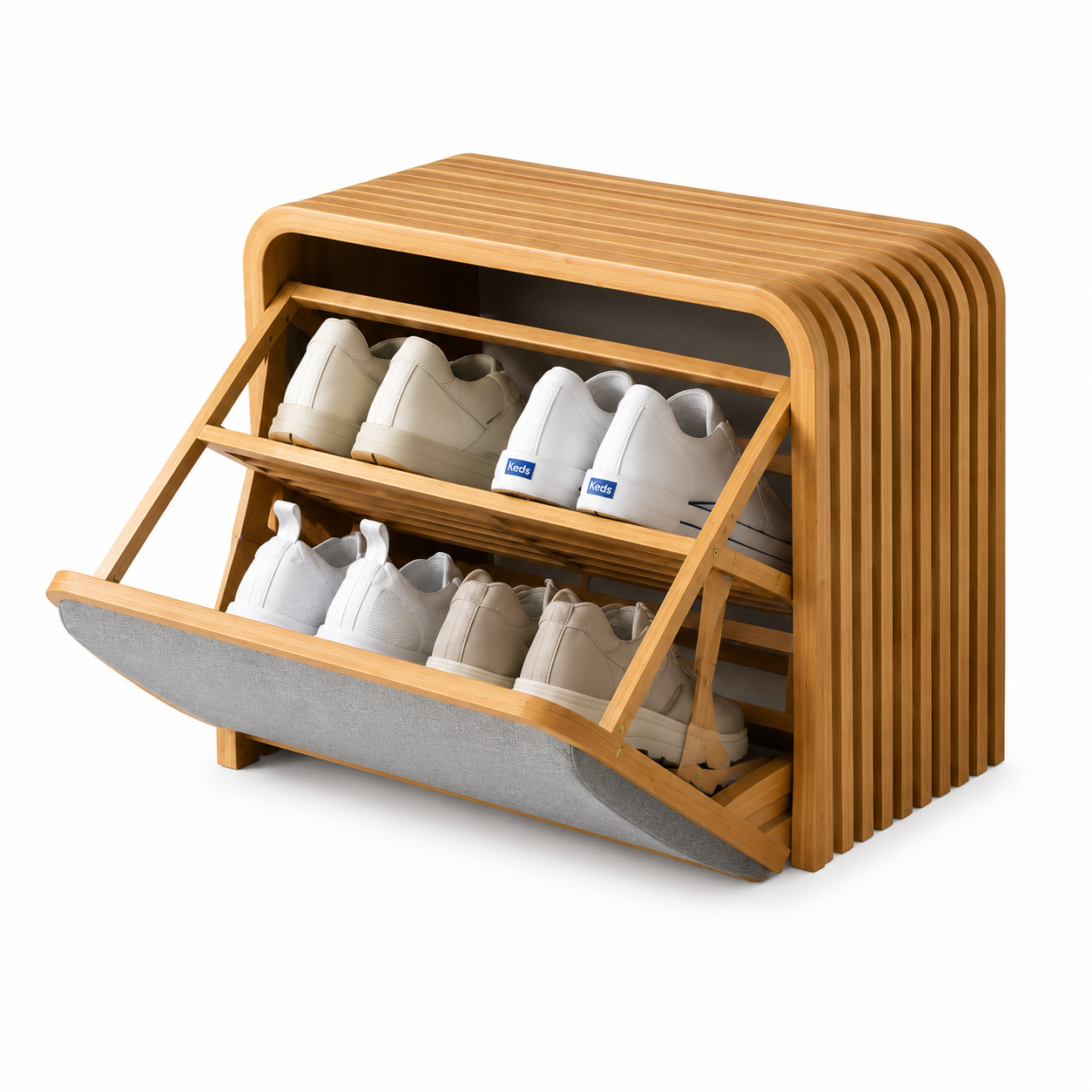Bamboo Shoe Cabinet with Flip Drawer | Modern Space-Saving Shoe Storage Organizer | Wooden Entryway Shoe Rack for Home, Hallway & Bedroom OUCH CART