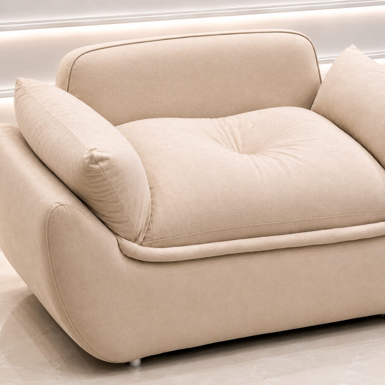 Ouch Cart Modern Luxury 2 Seater Sofa | Plush Cream Upholstered Sofa for Living Room OUCH CART