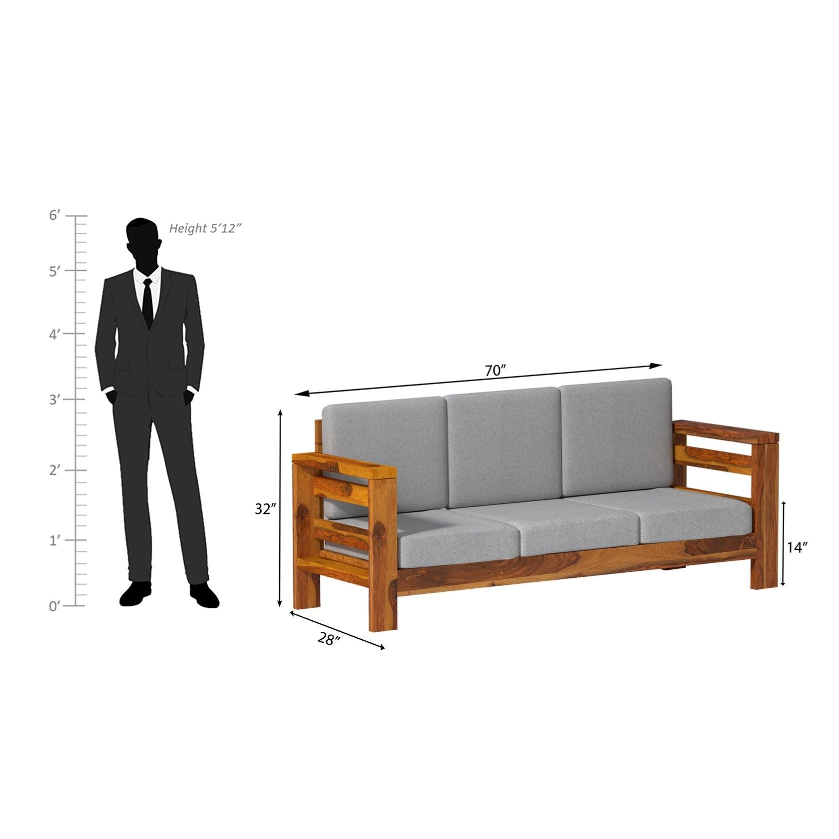 Eirini Elegance Sheesham Wood sofa In Light Honey Color - Ouch Cart